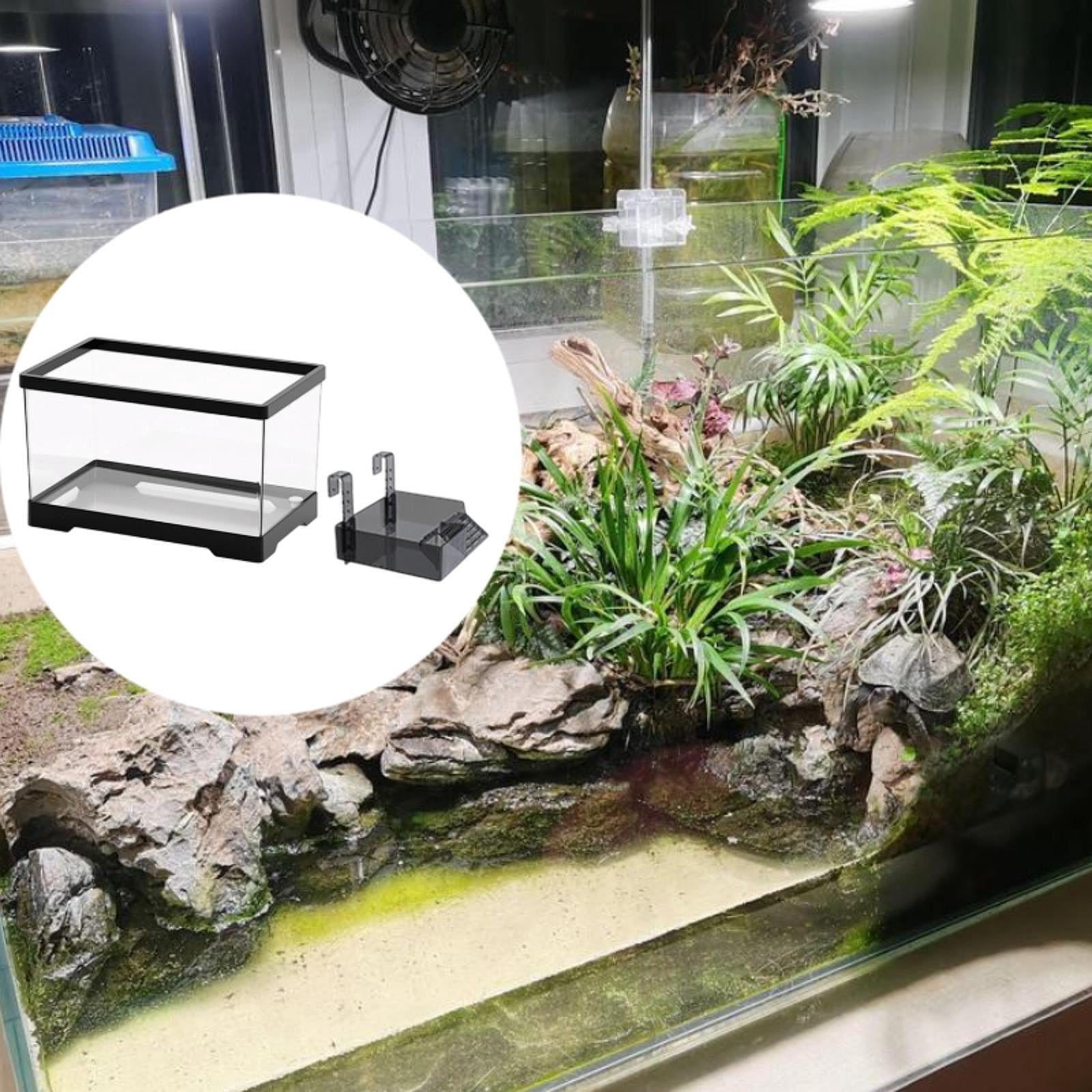 Serenable Turtle Tank Aquarium Hideout Hatching Area Feeding Box with Basking M with Black