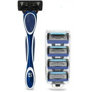 Nylea 5 Blade Razors for Men with Dual Lubrication and Precision Trimmer Men's Shaving Razor with 4 Cartridge Refills