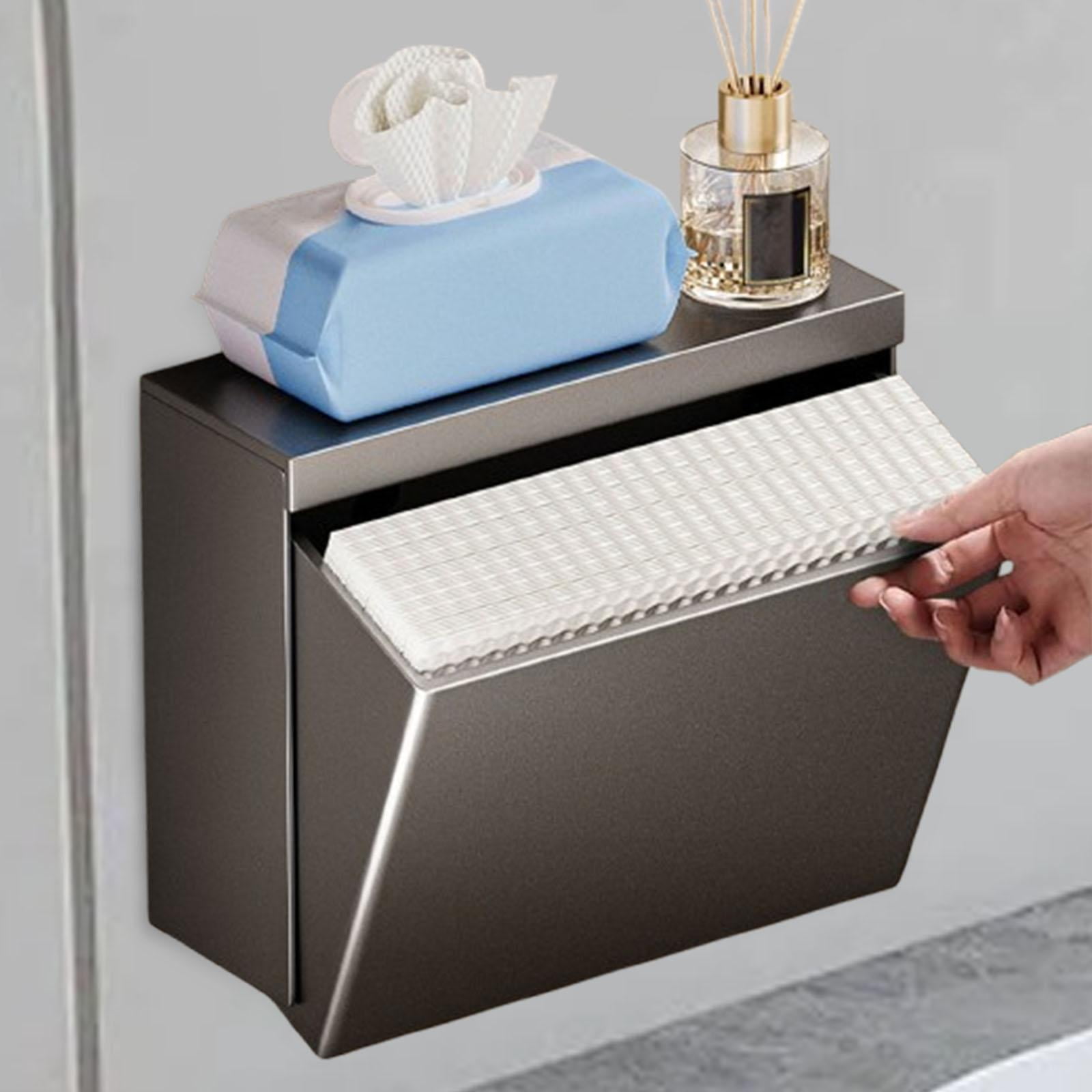 Fiocias Toilet Paper Holder Aluminum Organizer Stylish Storage Box Tissue Box Wall Mount
