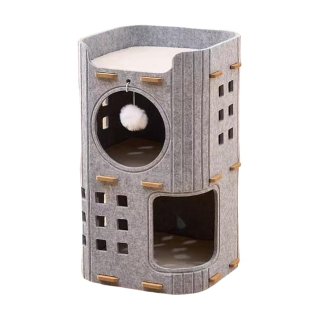 Cama para gatos, cueva, túnel cubierto, condominio, escondite acogedor, hogar, escondite, de pie Doble capa gris