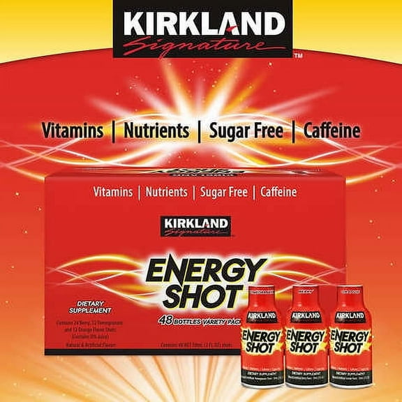 KS Energy Shot, Vitamins, Nutrients and Caffeine , Sugar Free ,  48 Bottles, 2 Ounces Each