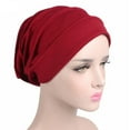 thumbnail image 4 of Soft Elastic Cloth Head Cap Hat Cotton Women Breathe Hat Ruffle Hat Chemo Cap PURPLE, 4 of 8