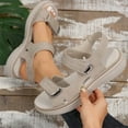 thumbnail image 3 of Xfvqtps Womens Sandals Hook and Loop Open Toe Thick Soft Sole Non Slip Comfortable Breathable Summer Wedge Sandals Beige, 3 of 9