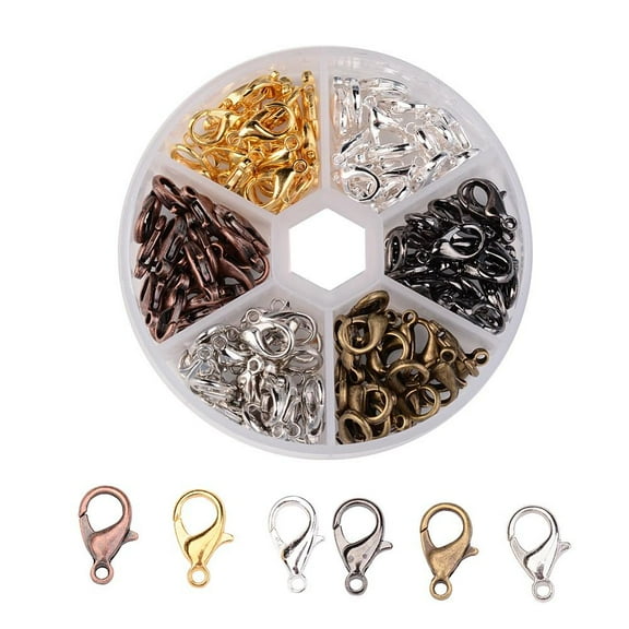 1 box 240pcs 6 colors Zinc Alloy Lobster Claw Clasps Jewelry Making Findings Mixed color 10x6mm Hole: 1mm 40pcs/compartment