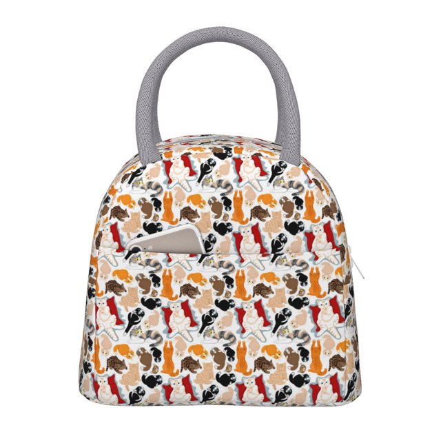 Fotbe Cute Cats Bolsa de Almuerzo con Estampado, Lonchera Aislada, Contenedor de Comida Reutilizable Tipo Cooler a Prueba de Fugas