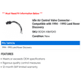 thumbnail image 2 of Idle Air Control Valve Connector - Compatible with 1994 - 1995 Land Rover Discovery, 2 of 2