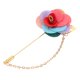 thumbnail image 1 of Pin de broche de solapa de flor Uxcell con broche de hoja dorada y cadena de borlas de satén colgante, hecho a mano, pines para el cuello de traje, boda, fiesta, multicolor, 1 of 5