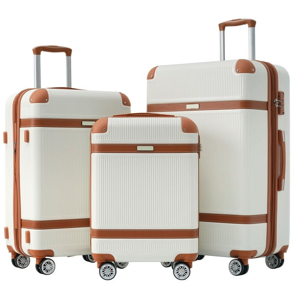 Enxing Mall Hardshell Luggage Sets 3 Piece double spinner 8 wheels Suitcase with TSA Lock Lightweight 20''24''28''