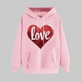 thumbnail image 2 of VBTAPA Womens Valentines Day Hoodies Funny Letter Printed Long Sleeve Drawstring Hooded Sweatshirts Trendy Casual Pullover Hoodie with Pocket Flash Deals of The Day Pink M, 2 of 6