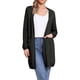 thumbnail image 1 of Suéter largo de cárdigan INSPIRE CHIC para mujer, de manga larga, abierto al frente, ligero, de punto, talla XS, color negro, 1 of 6