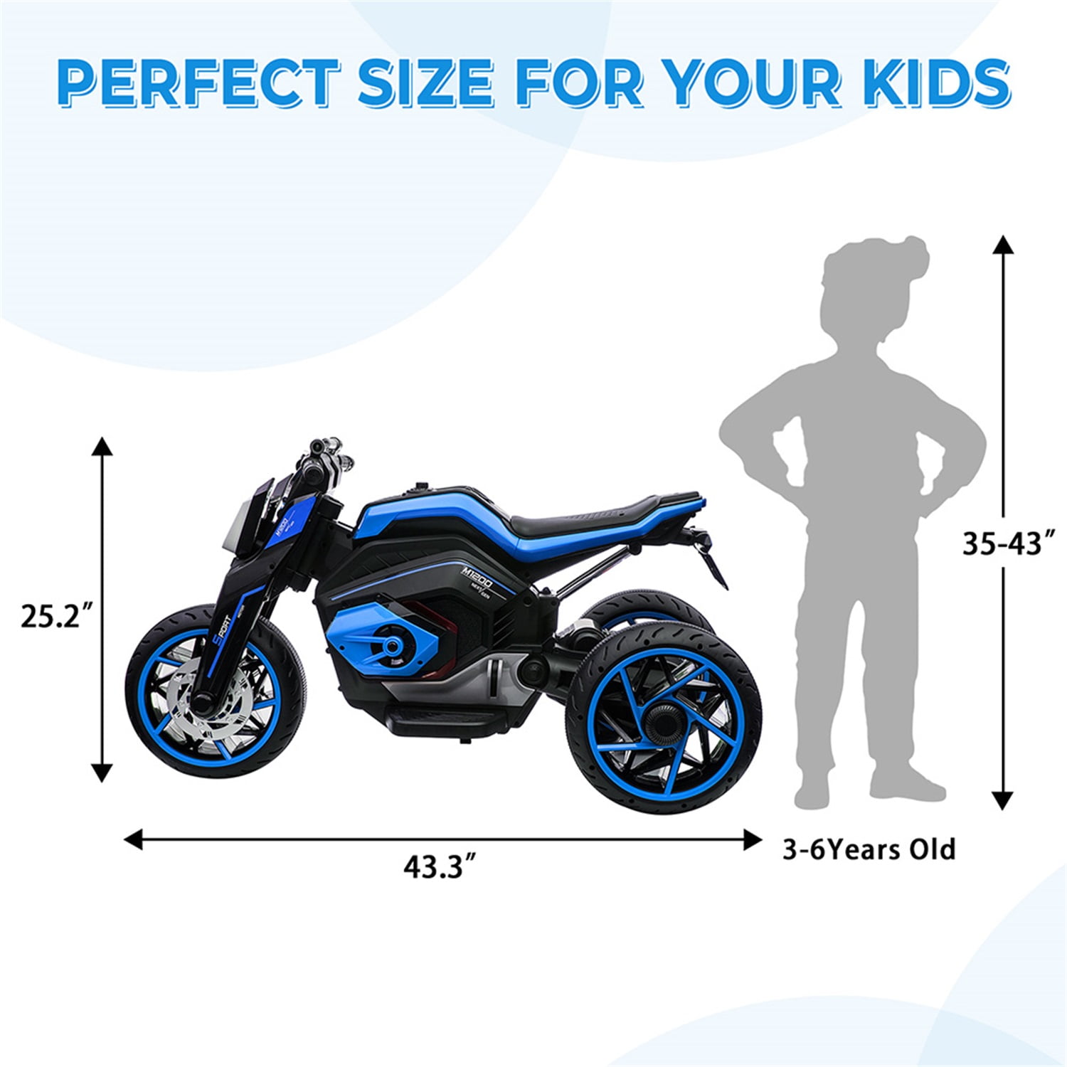 CIPACHO 12V Electric Motorcycle for Kids, Kids Ride On Motorcycle w/ 3 Wheels, Lights, Music, Battery Powered Trike Electric Toy for Children, Blue CIPACHO 12V Electric Motorcycle for Kids, Kids Ride On Motorcycle w/ 3 Wheels, Lights, Music, Battery Powered Trike Electric Toy for Children, Blue