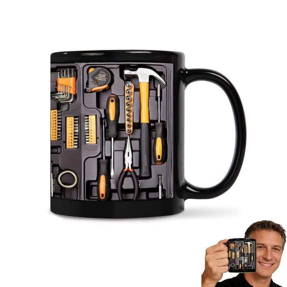 The Ultimate Mechanic's Toolbox Mug, 11oz Ceramic Mechanic Toolbox Coffee Cup for Birthday Christmas Thanksgiving Anniversary, Tool Box Tea Mug Funny Gift for Husband Dad