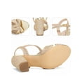 thumbnail image 2 of BLISSFUL STEP Glitter Sparkly Heels Crisscross Strap Chunky Heel Sandals for Women Gold (Size 9), 2 of 6