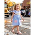 thumbnail image 4 of BemeyourBBs Toddler Baby Girl Back To School Dress Kindergarten Outfits Baby Girls First Day of School Outfit Summer Plaid Dress Apple Book Embroidered Flutter Sleeve Doll Collar Smocked Dress, 4 of 8