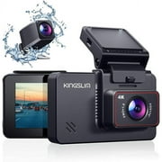 KINGSLIM D4 4K & 1080P Dual Dash Cam, Front and Rear Camera for Cars with 3 Inch IPS Screen, Support 256GB Max