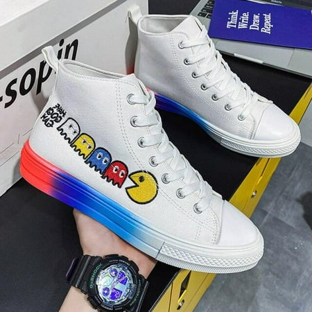 

2021 New Arrivals Sale Canvas Women s High Top Anime Shoes Embroidered Cartoon Vulcanized Shoes Women High Top Plimsolls Breathable Casual Women Canvas Sneakers