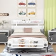 thumbnail image 2 of Bellemave Twin Size Race Car-Shaped Platform Bed with Storage Shelf Fun Car Bed Frame with Storage Headboard and Footboard Wooden Low Bed Frame for Kids, Boys, No Box Spring Needed, (Twin, White Car), 2 of 11