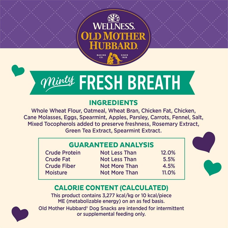 Old Mother Hubbard by Wellness Mother's Solutions Minty Fresh Breath Natural Oven-Baked Biscuits Dog Treats, 20-oz bag Old Mother Hubbard by Wellness Mother's Solutions Minty Fresh Breath Natural Oven-Baked Biscuits Dog Treats, 20-oz bag
