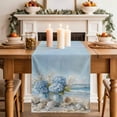 thumbnail image 2 of Hydrangeas Flowers Table Runner, Coastal Seaside Starfish Summer Washable Cotton Linen Table Runners 120 Inches Long, Dresser Scarf Runner for Dining/Living Room/Kitchen/Square Tables 13''x120'', 2 of 8