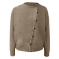 thumbnail image 7 of Baqcunre Womens Cardigan Women's Solid Color Fashion Casual Buckle Irregular Round Neck Knitted Sweater Cardigan Crewneck Sweatshirts Fall Outfits Beige L, 7 of 7