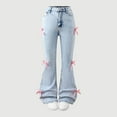thumbnail image 2 of Ruyang Girls Jeans Flare/Bell Bottom Bow Jeans for Teen High Waist Cute Y2k Stretch Tween Denim Pants Slim Trendy Bootcut Trouser, 2 of 6