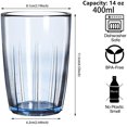 thumbnail image 2 of EIGTHTAIL 14oz Plastic Drinking Glasses Stackable Unbreakable Water Tumblers Reusable Shatterproof Clear Cups for Party Home Kitchen Restaurant Set of 4, 2 of 7