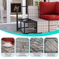 thumbnail image 2 of Muphyers 7 Pcs Rattan Outdoor Patio Furniture Set with 43" 55000BTU Propane Fire Pit Table, All Weather Sectional Sofa with Wood Table, 4" Cushions, Conversation Set for Patio Backyard Garden,Red, 2 of 9