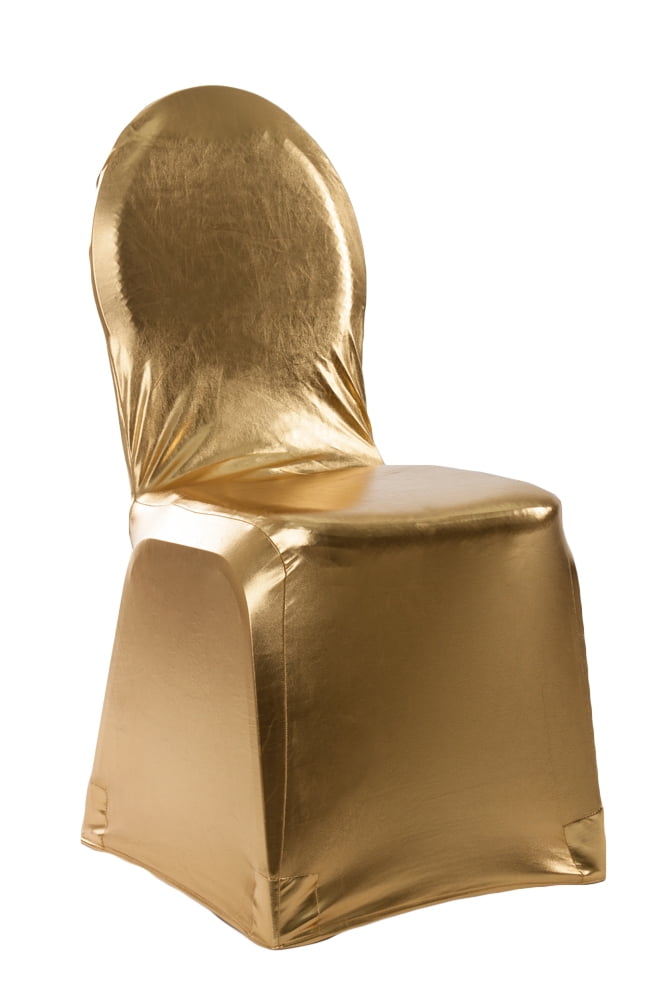 Metallic Spandex Chair Slipcover Gold 