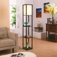 thumbnail image 4 of Brightech Maxwell – Modern Shelf Floor Lamp with USB Ports, Wireless Charging Station & Outlet – Living Room and Office Corner Display Floor Lamps with Shelves – Fits on Bedroom Nightstands – Black, 4 of 10