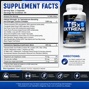 T5X Extreme Testosterone Booster for Men and Sexual Potency Increase Testosterone 30% One Bottle 180 Capsules