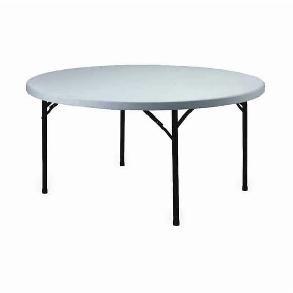 Round Folding Table, 60" dia. W, 30" H, Blow Molded Polypropylene Top, White