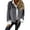 Grey 3XL, variant on Winter Women Jacket Round Neck Thick Fleece Open Stitch Short Type Cardigan Long Sleeves Warm Windproof Heat Retention Outdoor Coat