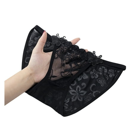 

WZHKSN Lady Lace Panties Black See Through Briefs 1-Pack