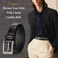thumbnail image 3 of JASGOOD Men's Leather Belt 2 Pack Dress Belts for Everyday Work Business, 3 of 11