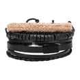 thumbnail image 5 of AYYUFE 4Pcs/Set Vintage Men Mixed Style Braided Faux Leather Beaded Bracelet Bangle Faux Leather, Beads Brown, 5 of 7