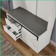 Hall Tree with Storage Bench & Countertop, White | Coat Racks | White ...