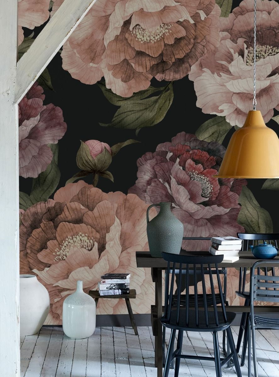 Bloom Flower Mural Wall Art Peel and Stick Wallpaper