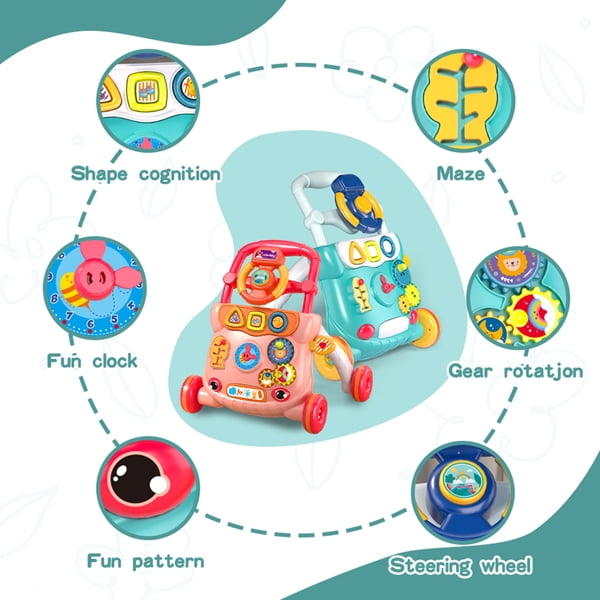 Multifunctional Baby Activity Walker, Stable Mechanical Triangle Structure, Noise-Reducing Wheels, Interactive Learning Toys, Prevents Bow Legs, Ideal Gift for Infants Learning to Walk
