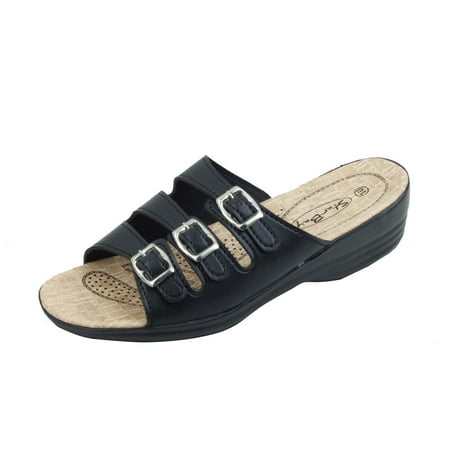 

Brand New Women s Slip-On Comfort Sandals Black Size 6
