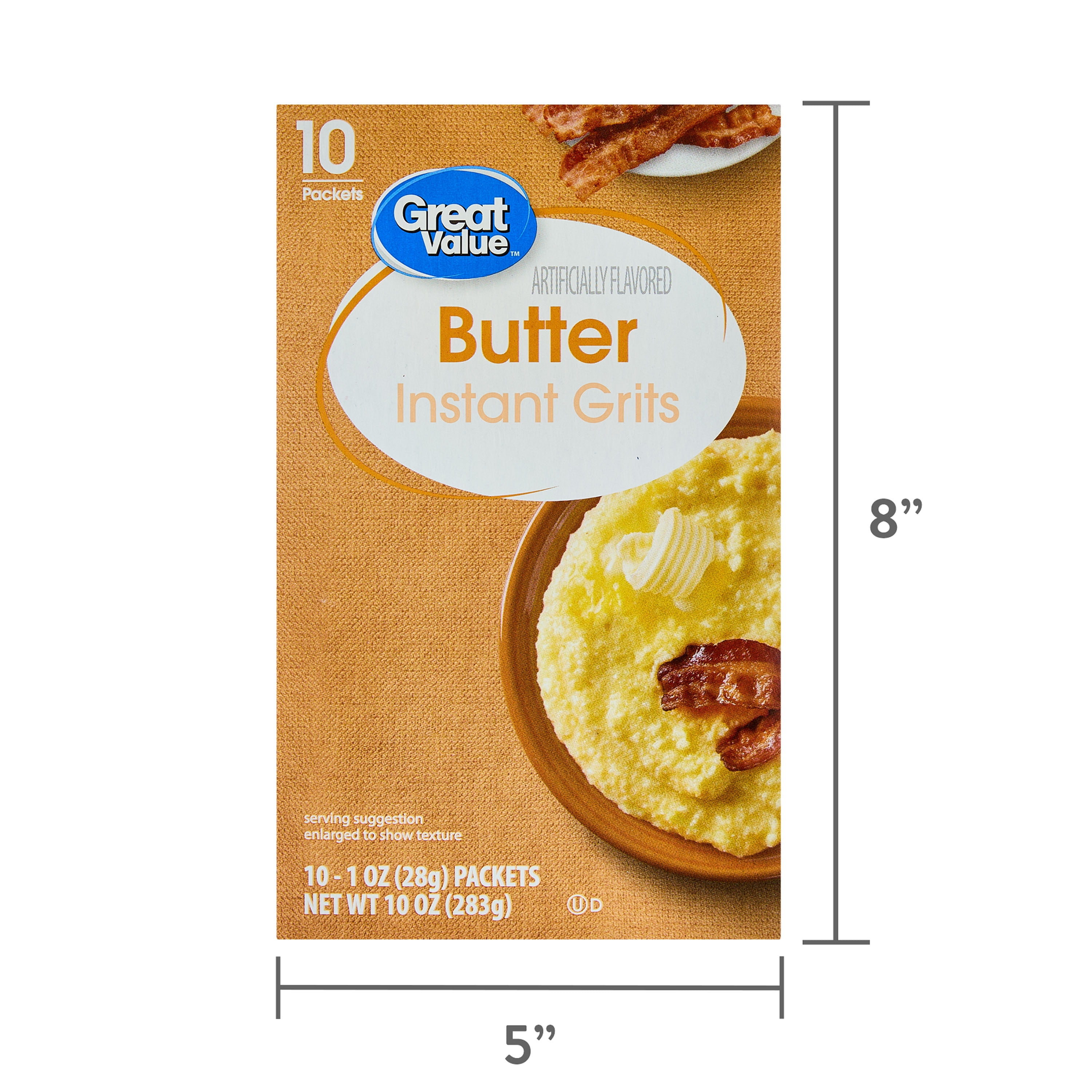 (5 pack) Great Value Butter Instant Grits, 1 oz, 10 Count