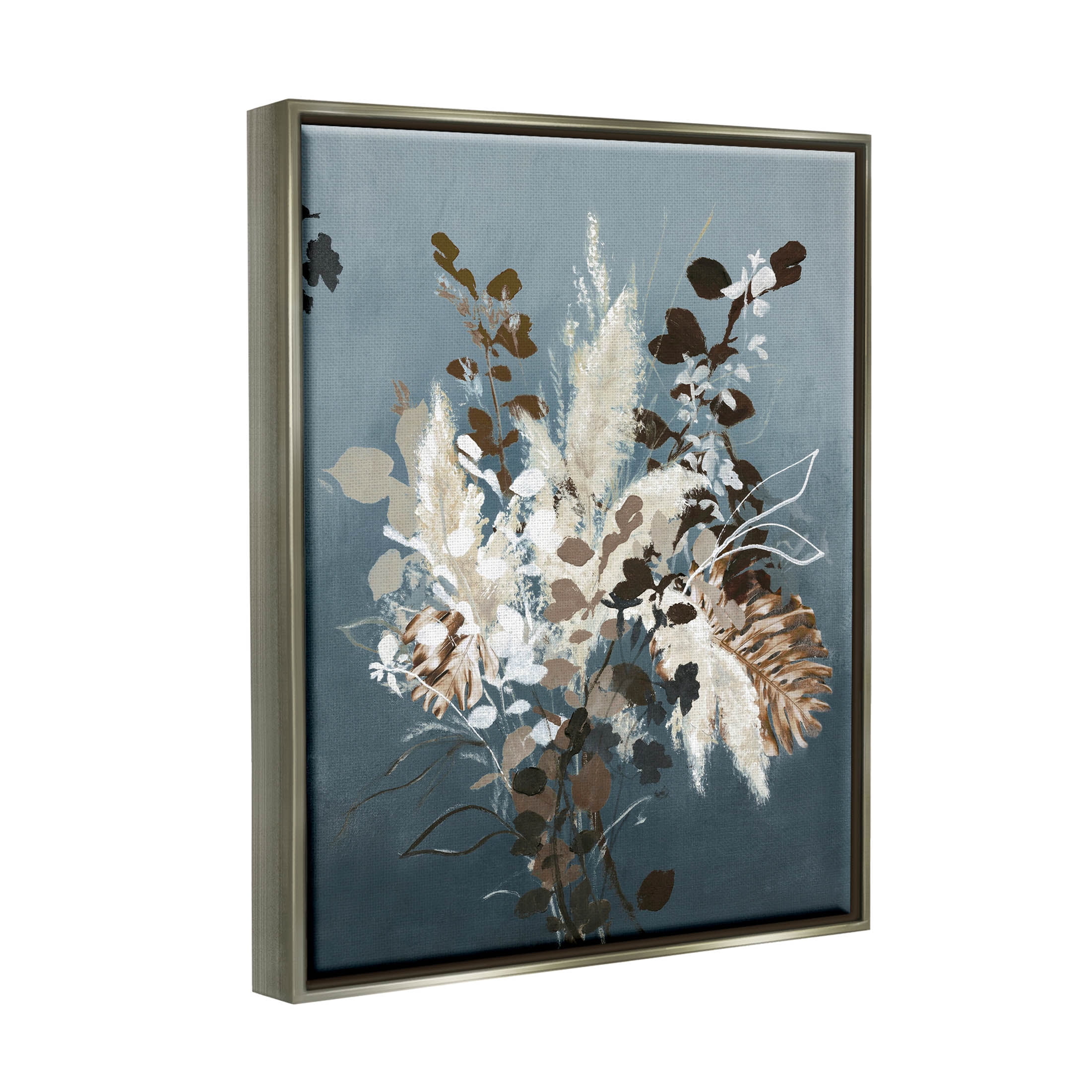Stupell Industries Modern Natural Floral Bouquet Graphic Art Luster Gray Floating Framed Canvas Print Wall Art, Design by Design Fabrikken