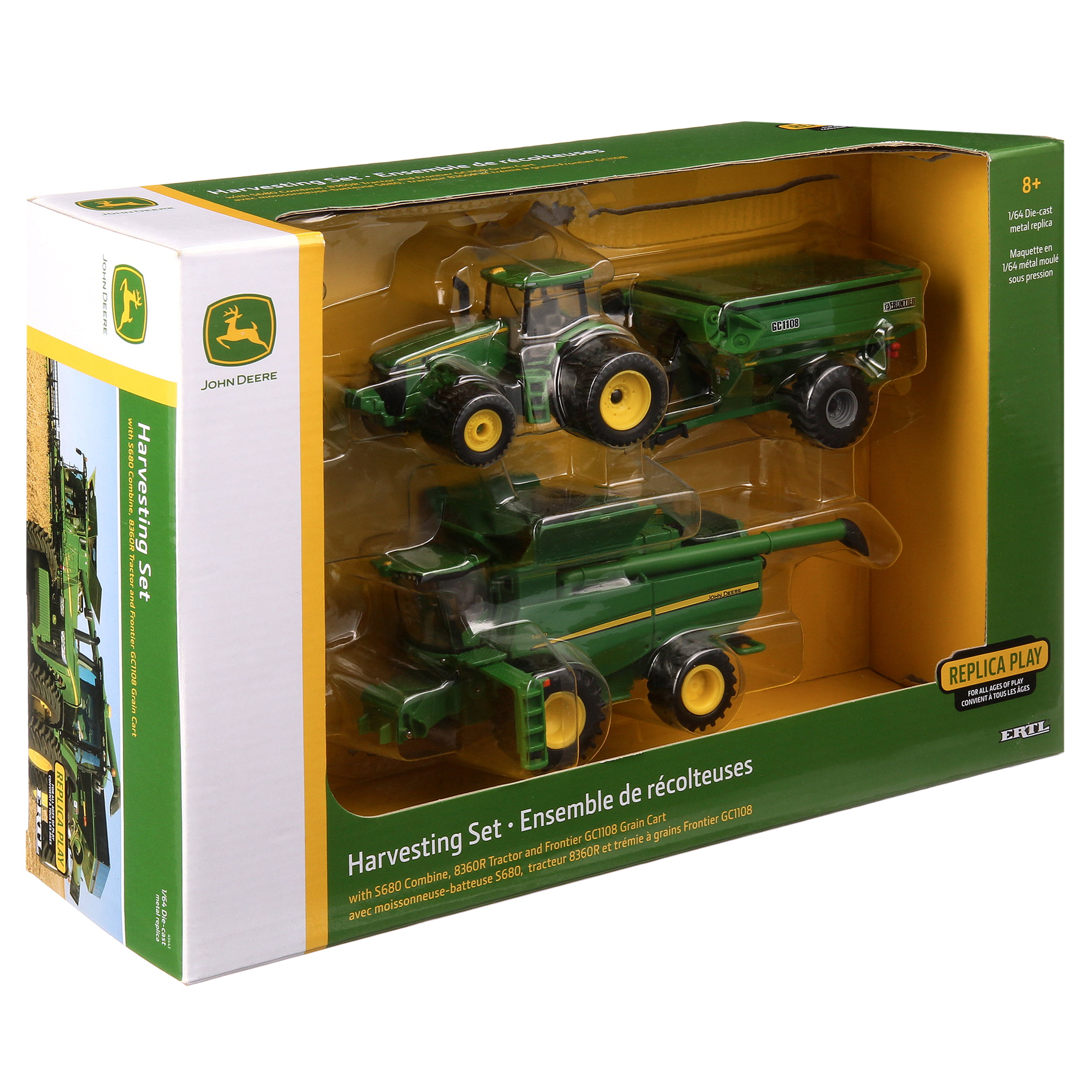 Farm Toy Agriculture Layout Rual 1/64 Scale John Deere Tractor & Trailer Set 