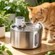 thumbnail image 1 of Dispensador de agua para mascotas con capacidad de 2.2L, sistema de circulación inalámbrico, gran capacidad, sin enchufe, acero inoxidable, adecuado para gatos, 1 of 6