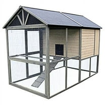 Extra Large Walk in Hen Coop, Taupe with Dark Chocolate Trim