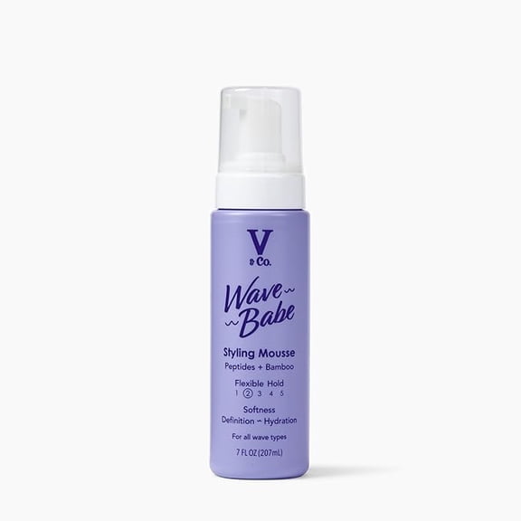 V&Co. Beauty Wave Babe Styling Mousse – Hair Mousse for Wavy Hair, Frizz Control & Volume – Lightweight Flexible Hold, Peptides & Bamboo Extract, 7 fl oz