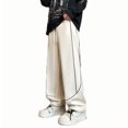 thumbnail image 3 of Dovford Men's Drawstring Elastic Waist Baggy Sweatpants Y2K Loose Wide Leg Long Pants with Pocket, 3 of 6