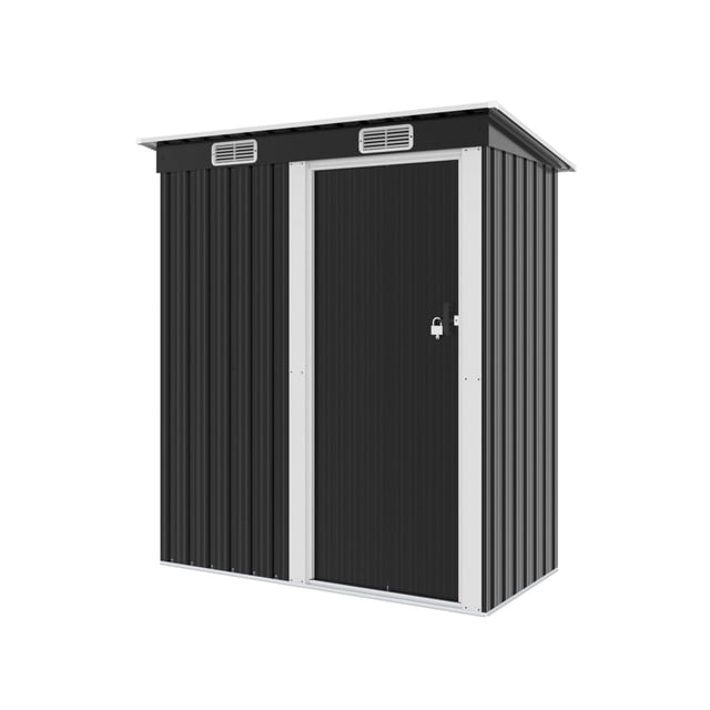 5 x 3 FT Cobertizo de Almacenamiento Exterior con Puerta Simple,Ventanillas de Ventilación Blancas y Cerradura para Almacenamiento en Patio Jardín Trasero