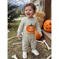 thumbnail image 4 of BemeyourBBs Newborn Baby Boy Girl My First Halloween Outfit Infant Baby Girls Boys Fall Clothes Waffled Stripes Romper Pumpkin Embroidered Long Sleeve Jumpsuit  Playsuit, 4 of 9