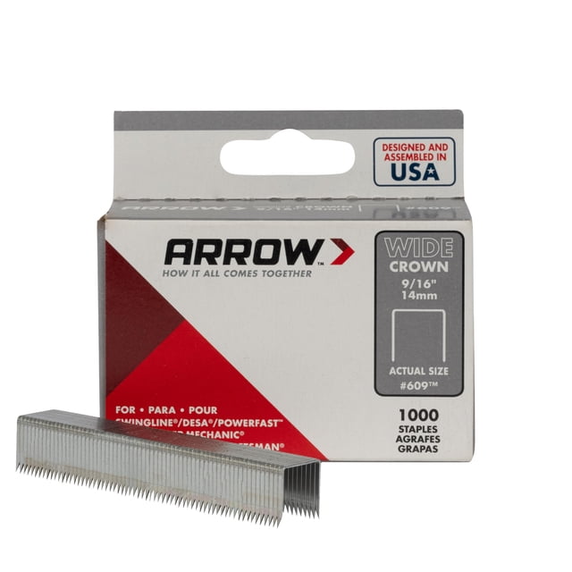 Wide Crown Staples Arrow 60930 para grapadoras, paquete de 1000