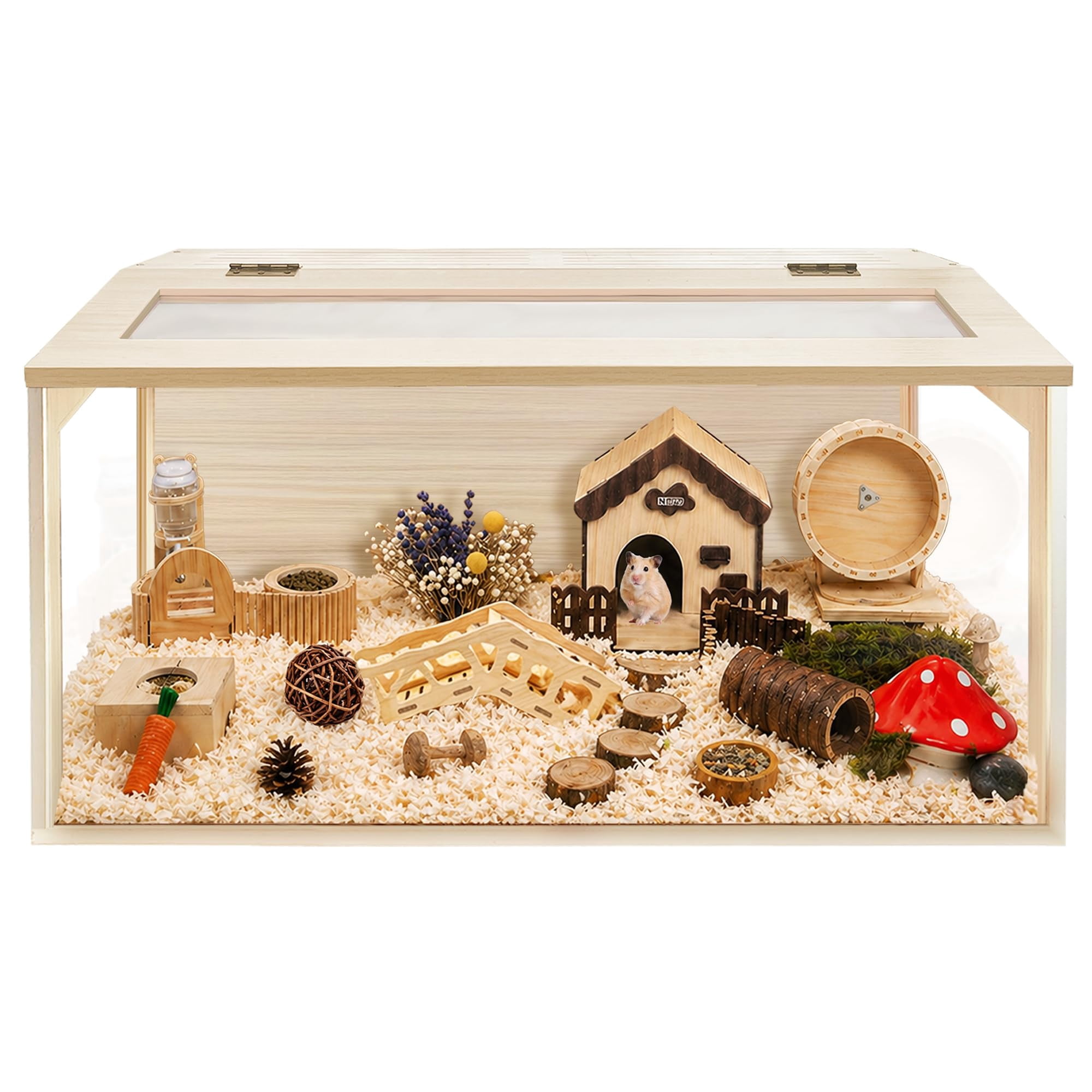 31.0"L x 14.0"W x 14.0"H Solid Wood Small Animal Habitat Cage for Hamsters and Guinea Pigs